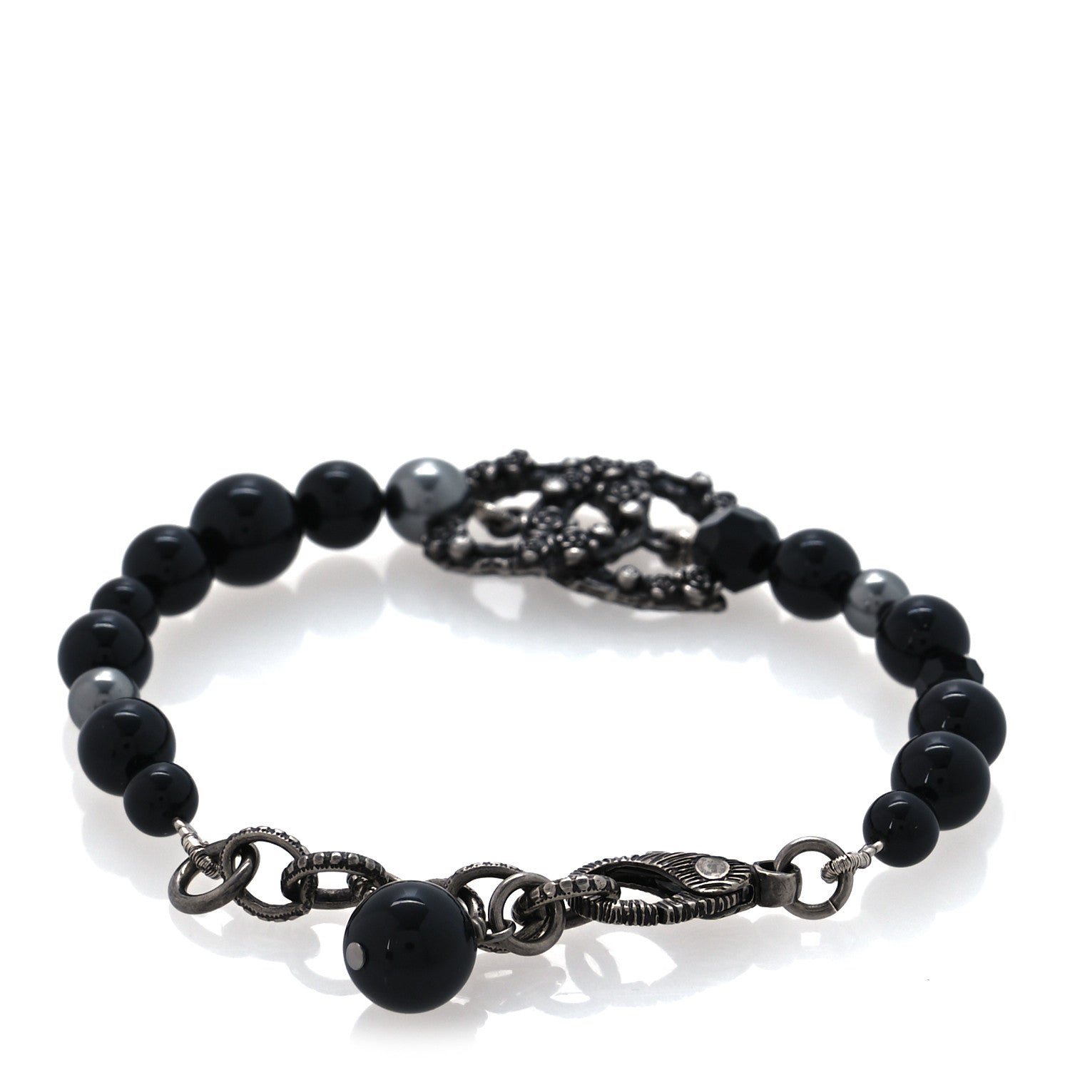 Chanel Pearl Crystal CC Camellia Bracelet Ruthenium Black 3 of 6