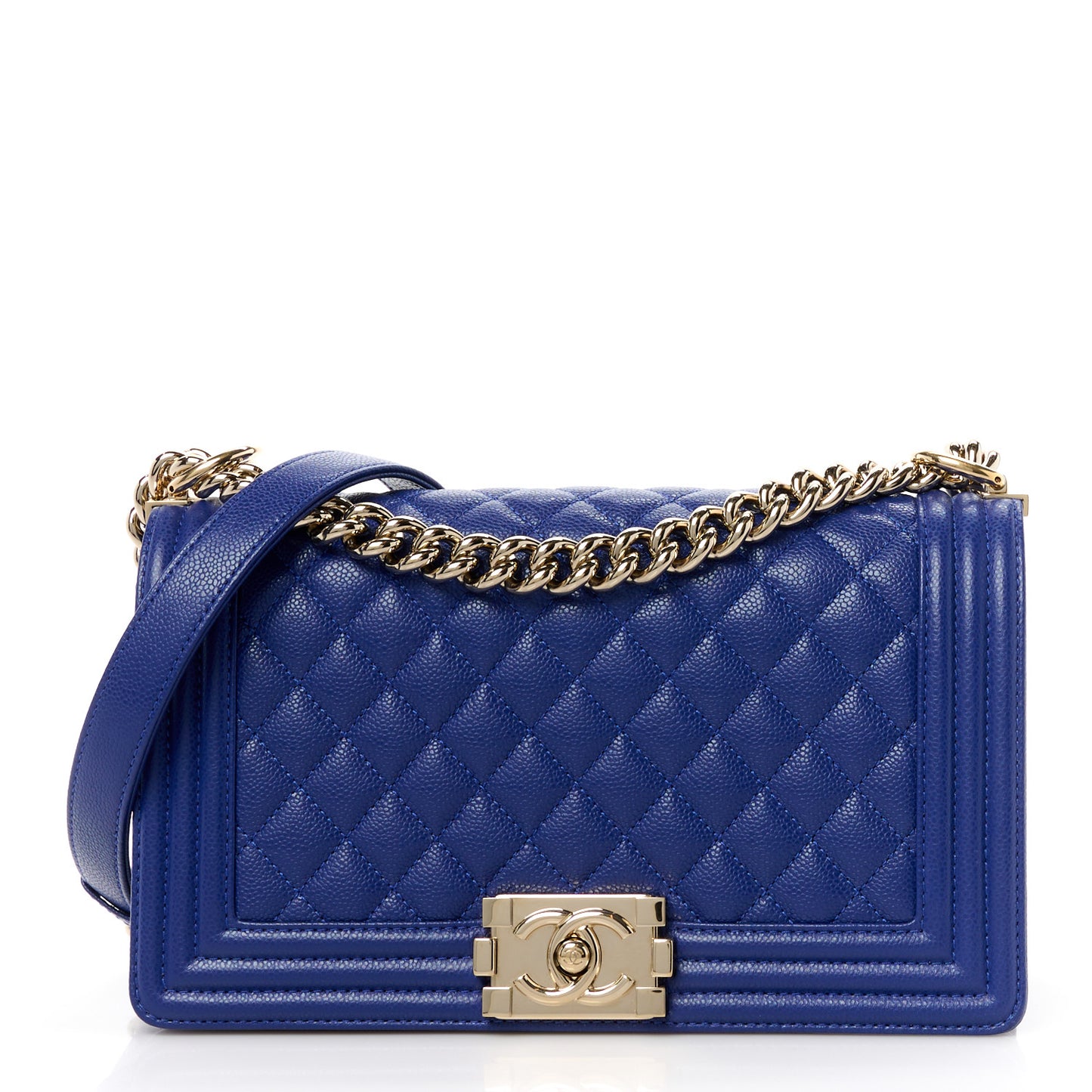 Caviar Quilted Medium Boy Flap Blue
