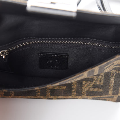 Fendi Recycled Fabric Jacquard Vitello Grace FF 1974 Baguette Belt Pouch Tobacco Moro Black 7 of 10