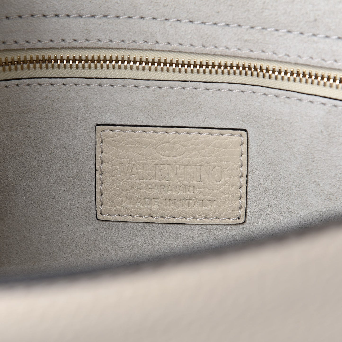 Grained Calfskin Rockstud Top Handle Flap Shoulder Bag Light Ivory