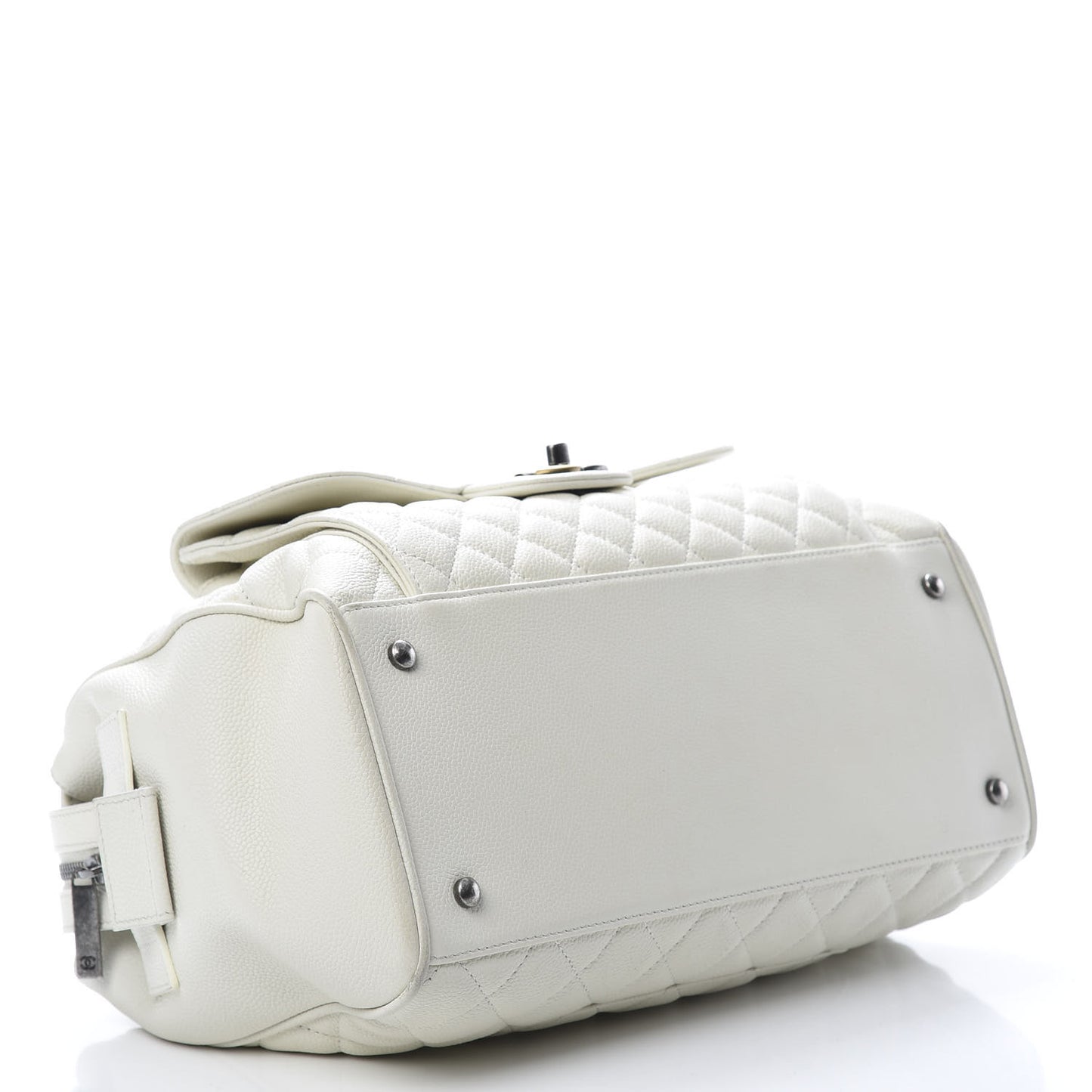 Caviar Quilted Large Casual Pocket Tote White
