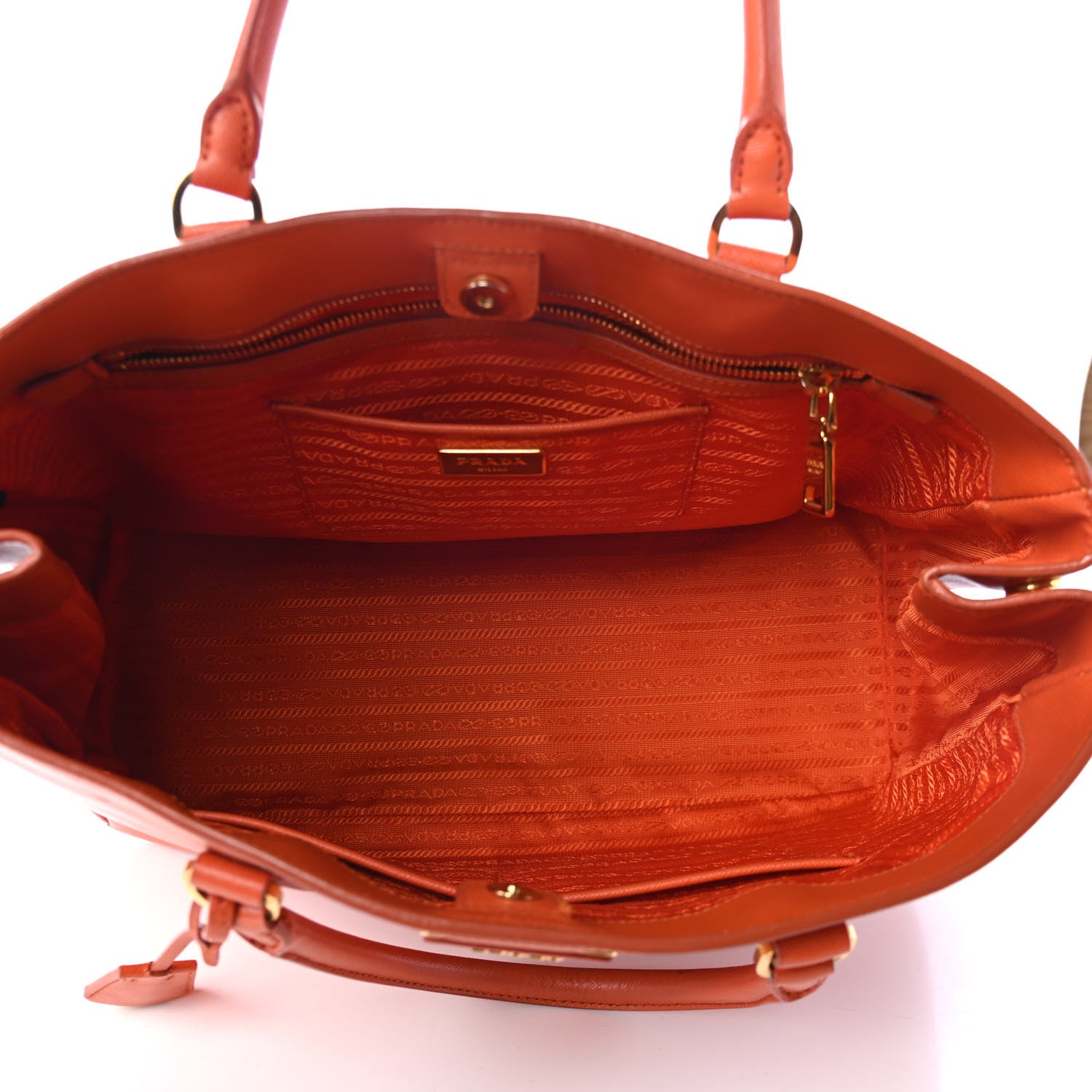 Prada Saffiano Lux Large Tote Papaya 4 of 4