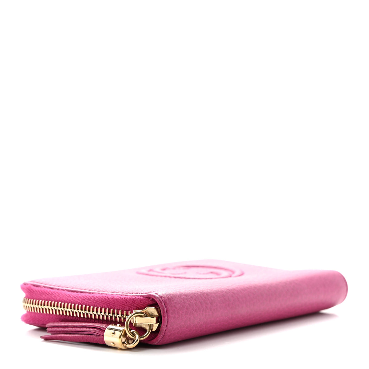 Pebbled Calfskin Medium Soho Zip Around Wallet  Bright Bougainvillea