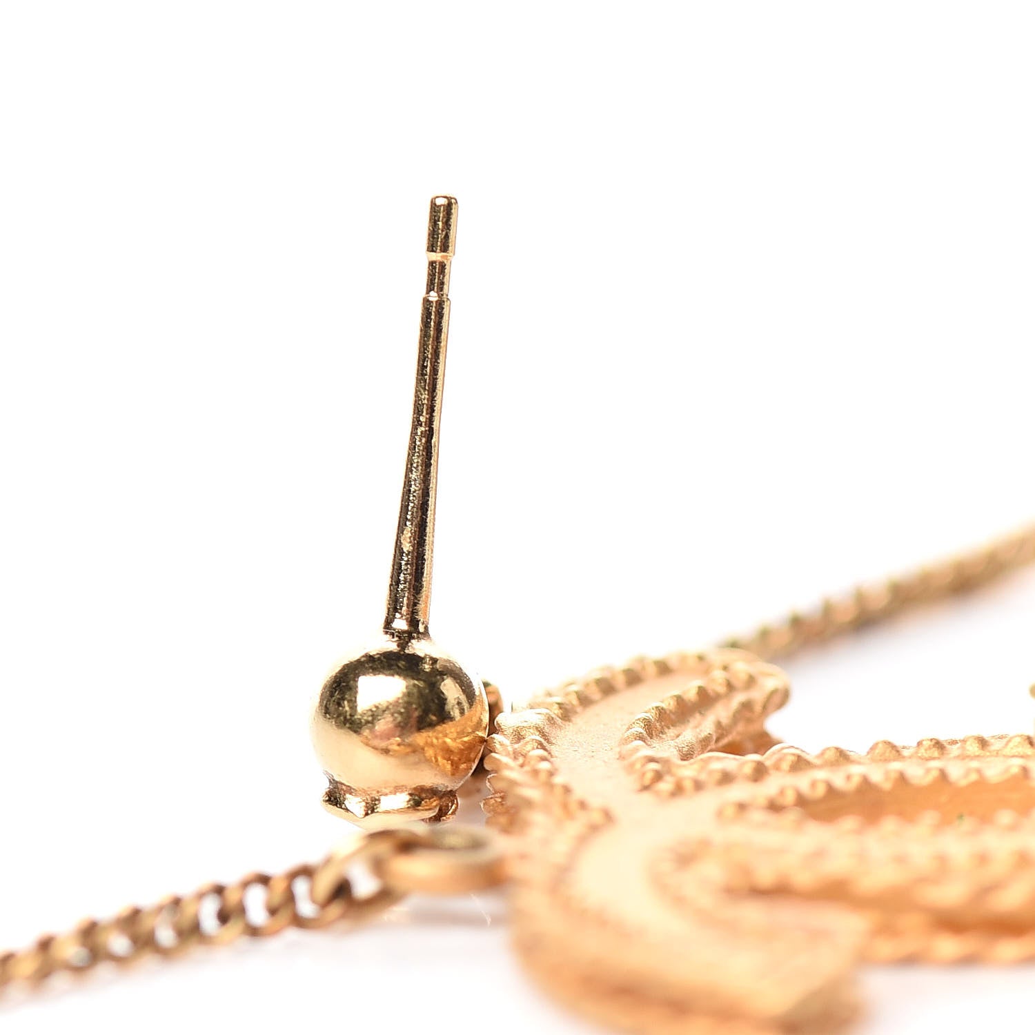 Chanel CC Drop Earrings Matte Gold 6 of 9