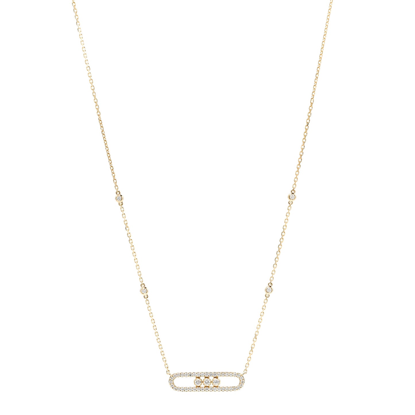 18K Yellow Gold Diamond Baby Move Classic Pave Necklace