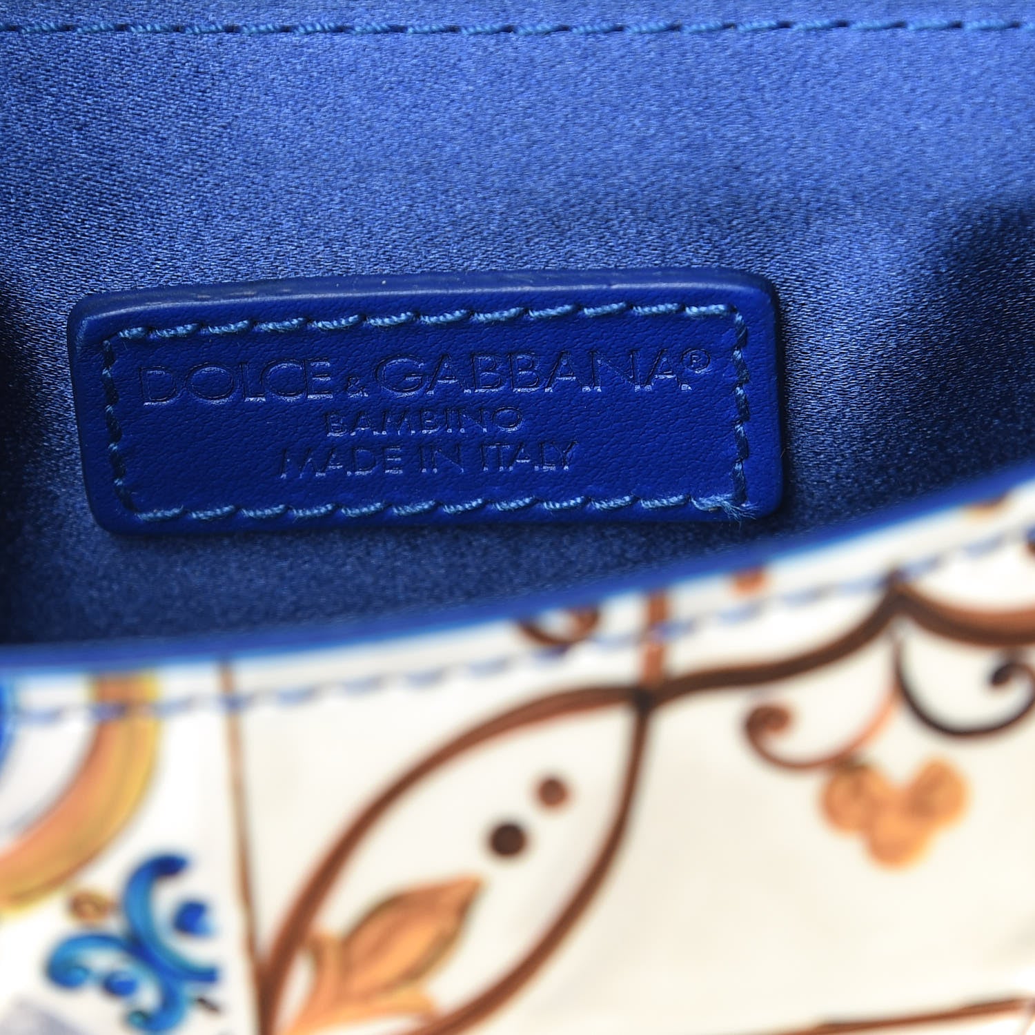 Dolce & Gabbana Vernis Micro Majolica Printed Miss Sicily Satchel White Blue 7 of 10