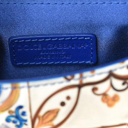 Dolce & Gabbana Vernis Micro Majolica Printed Miss Sicily Satchel White Blue 7 of 10