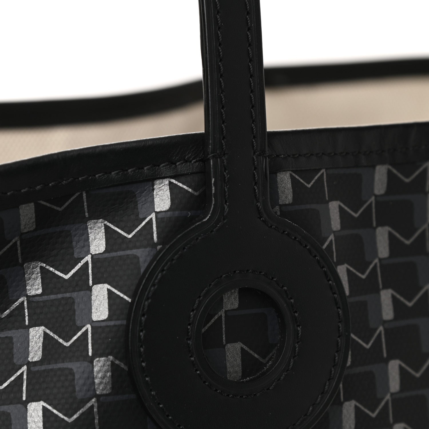 Moynat Grained Calfskin Canvas 1920 Oh! Tote Ruban MM Carbon Silver 9 of 12