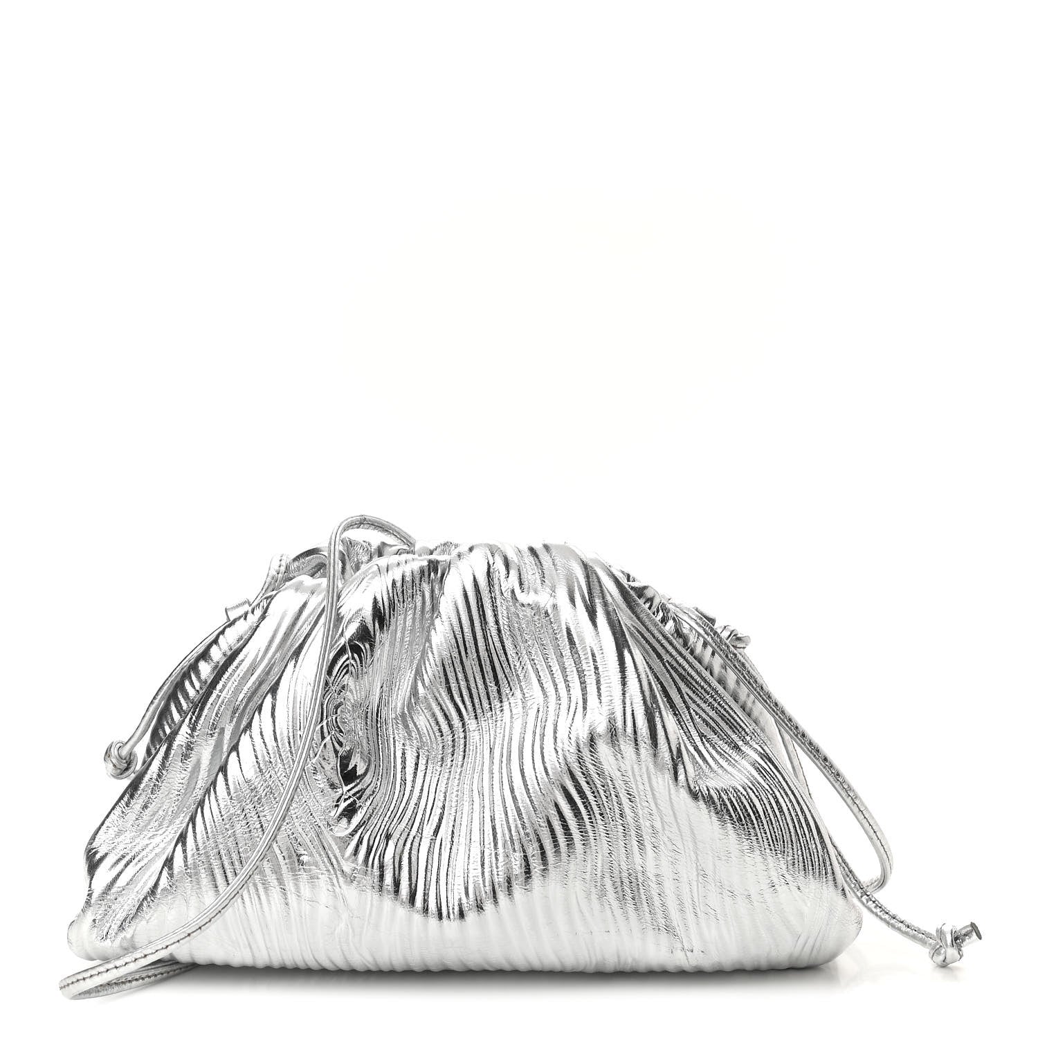 Bottega Veneta Metallic Bark Calfskin The Mini Pouch Silver 1 of 9