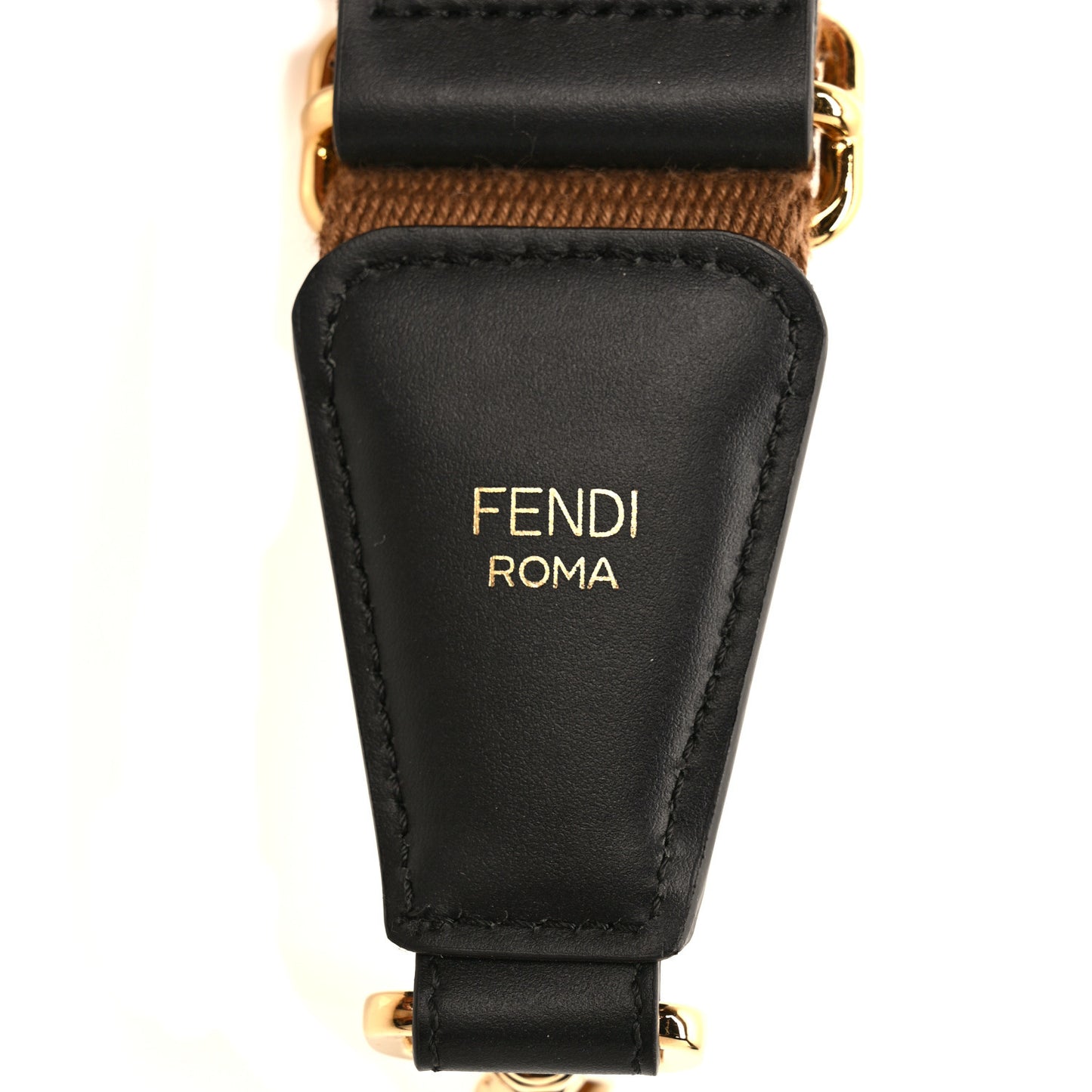 Jacquard Ribbon Vitello King FF Adjustable Strap You Fango Marrone Black