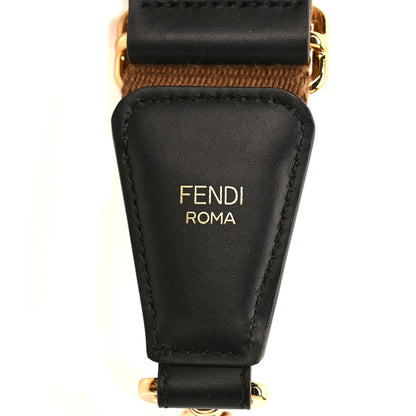 Fendi Jacquard Ribbon Vitello King FF Adjustable Strap You Fango Marrone Black 3 of 6