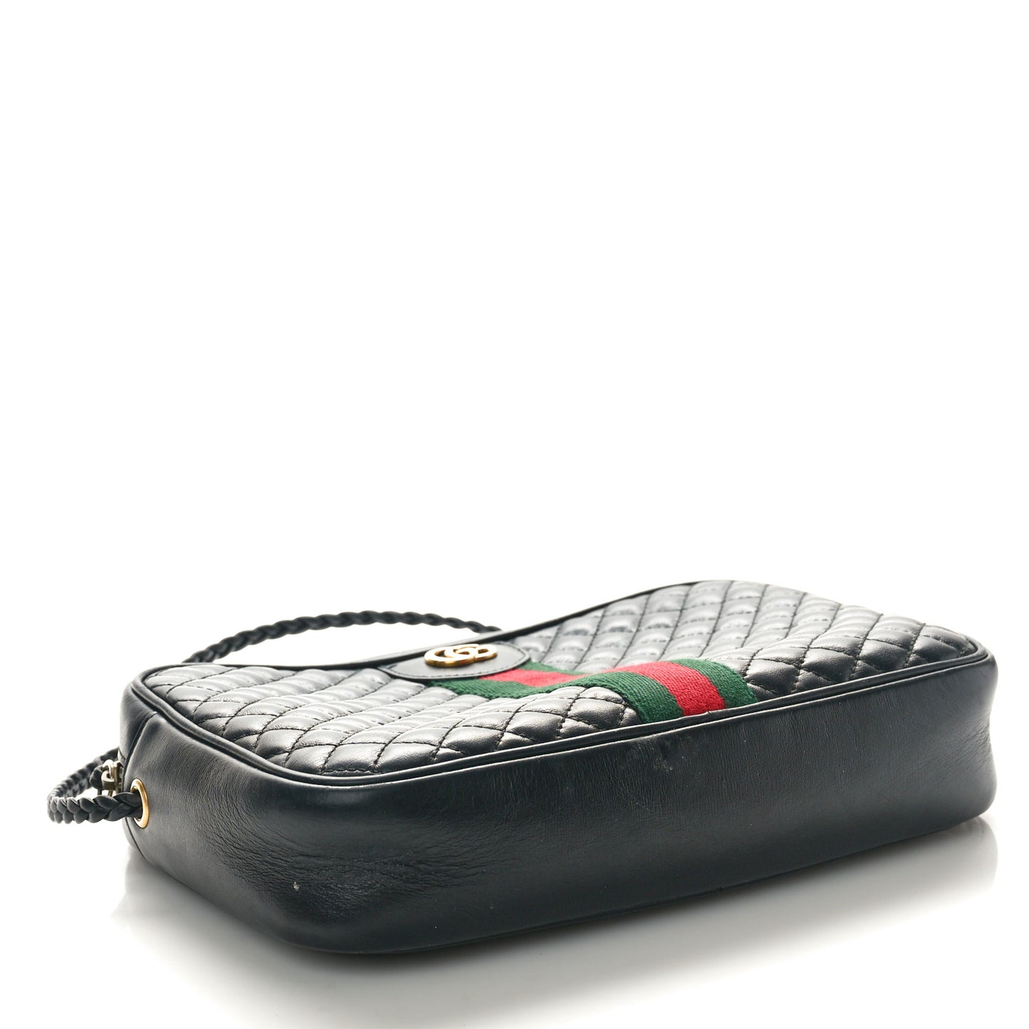 Calfskin Web Trapuntata Small GG Shoulder Bag Black