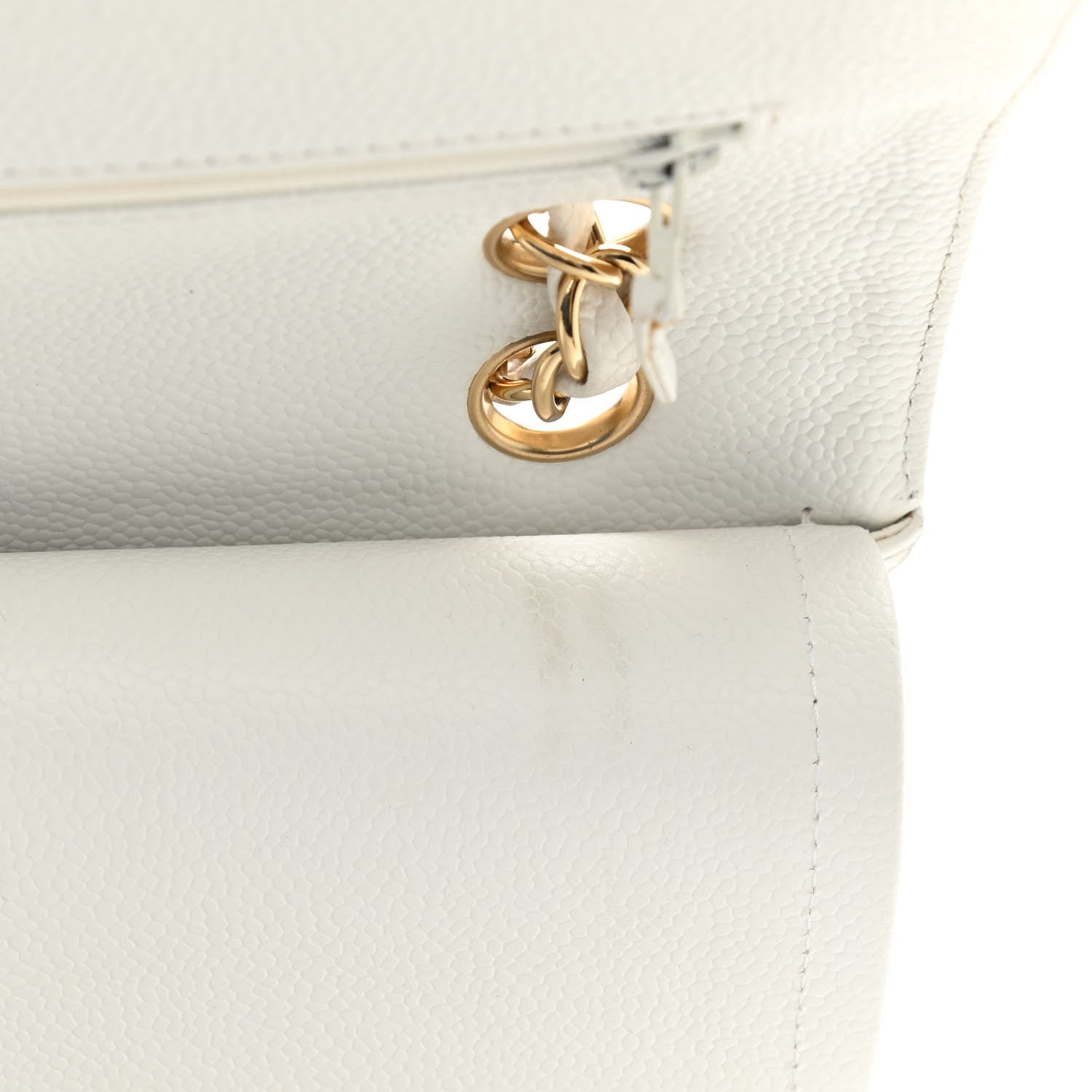 Chanel Caviar Quilted Medium Double Flap White 13 of 14