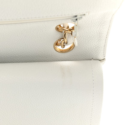 Chanel Caviar Quilted Medium Double Flap White 13 of 14