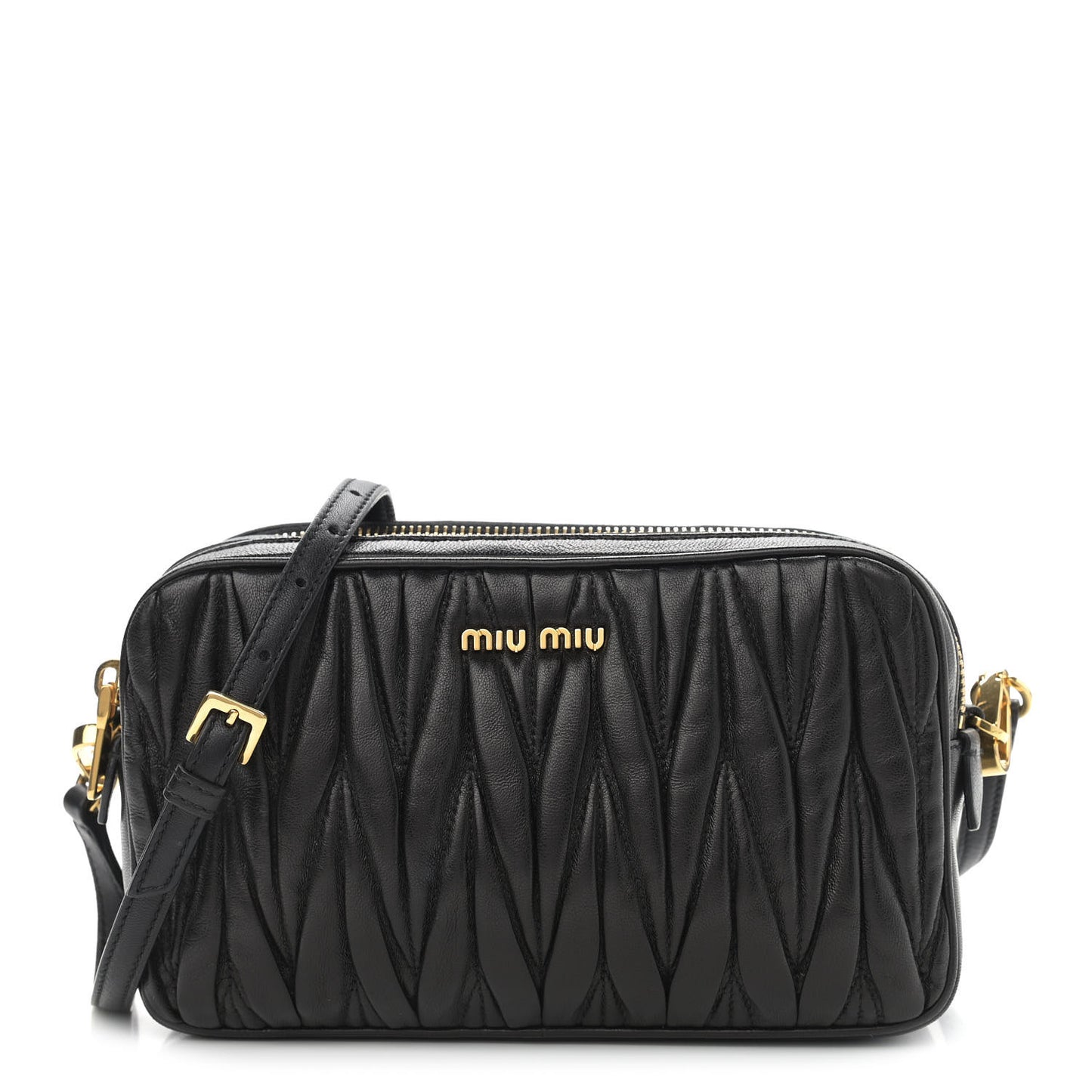 Nappa Matelasse Double Zip Pochette Clutch Black