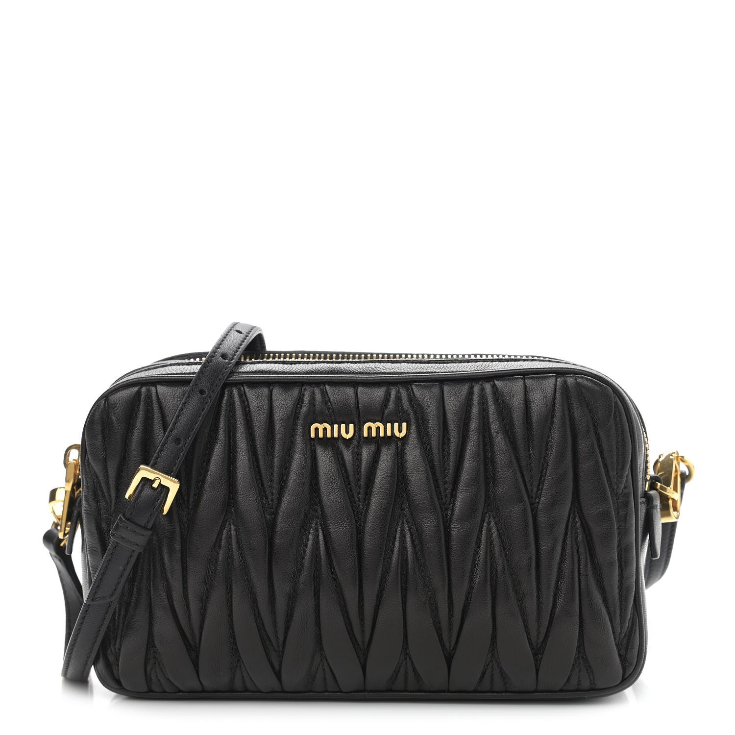 Miu Miu Nappa Matelasse Double Zip Pochette Clutch Black 1 of 11