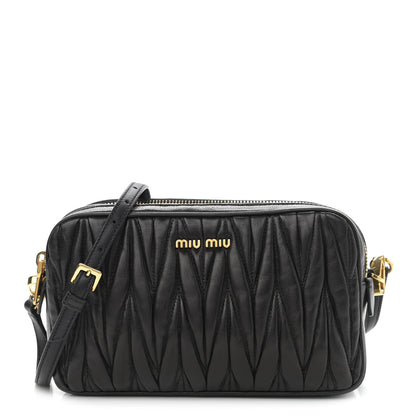 Miu Miu Nappa Matelasse Double Zip Pochette Clutch Black 1 of 11