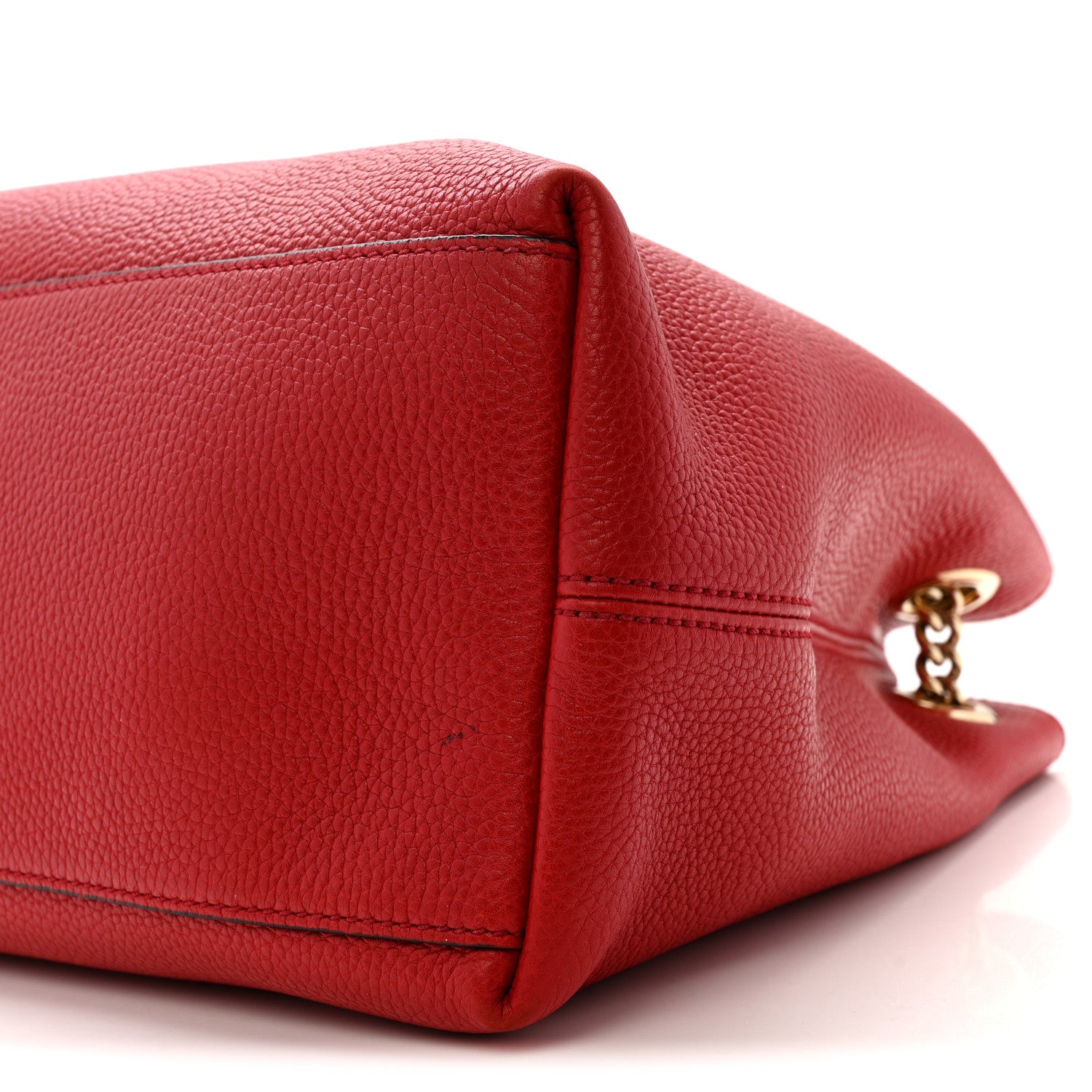 Gucci Pebbled Calfskin Medium Soho Chain Shoulder Bag Tabasco Red 10 of 15