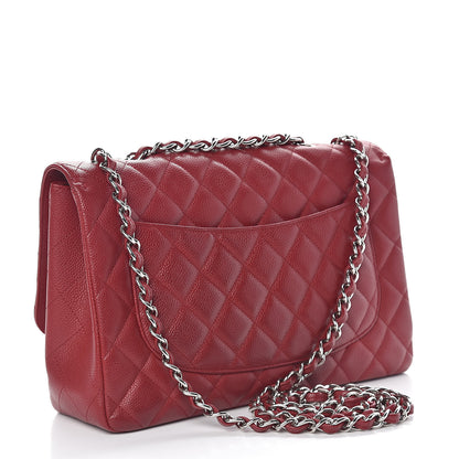 Chanel Caviar Quilted Jumbo Single Flap Red 3 of 14