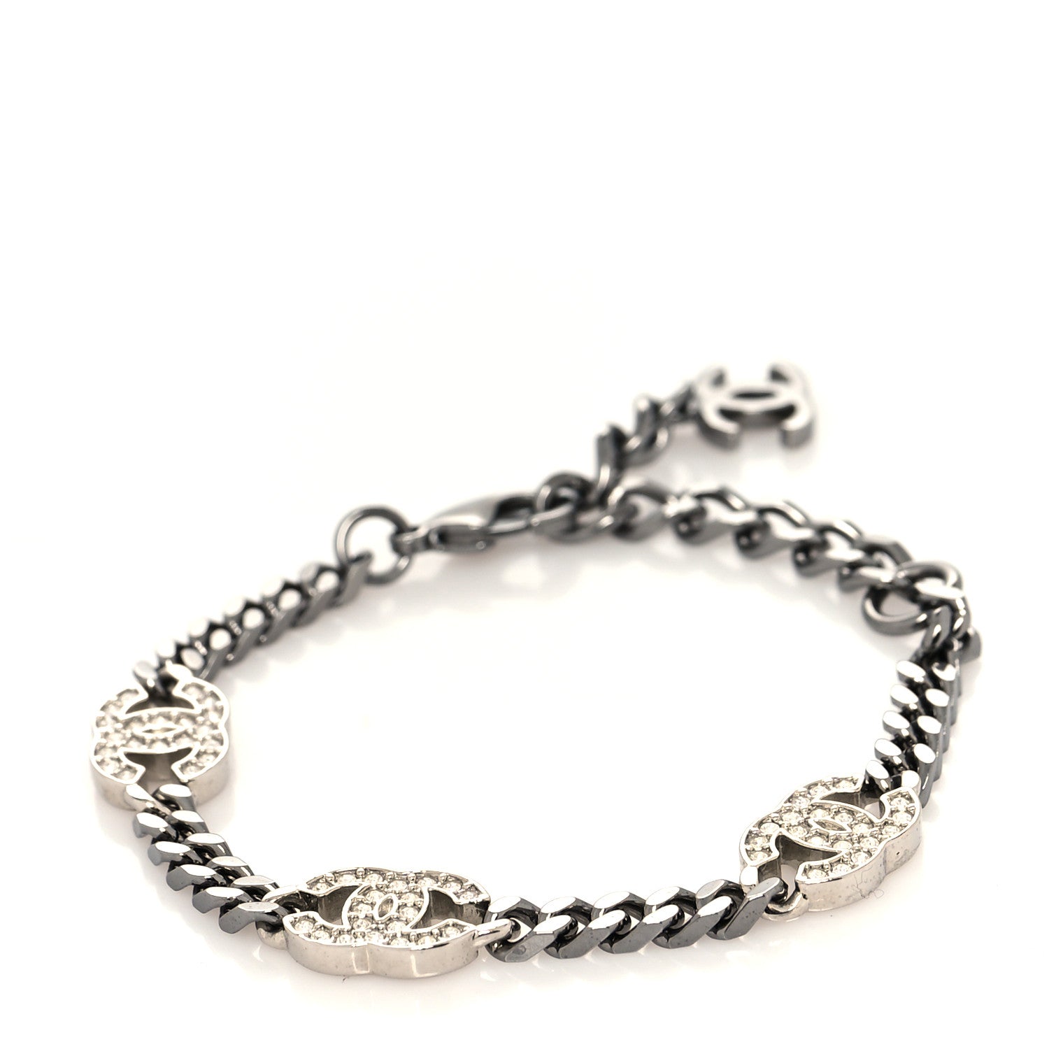 Chanel Ruthenium Crystal CC Bracelet Silver 1 of 5