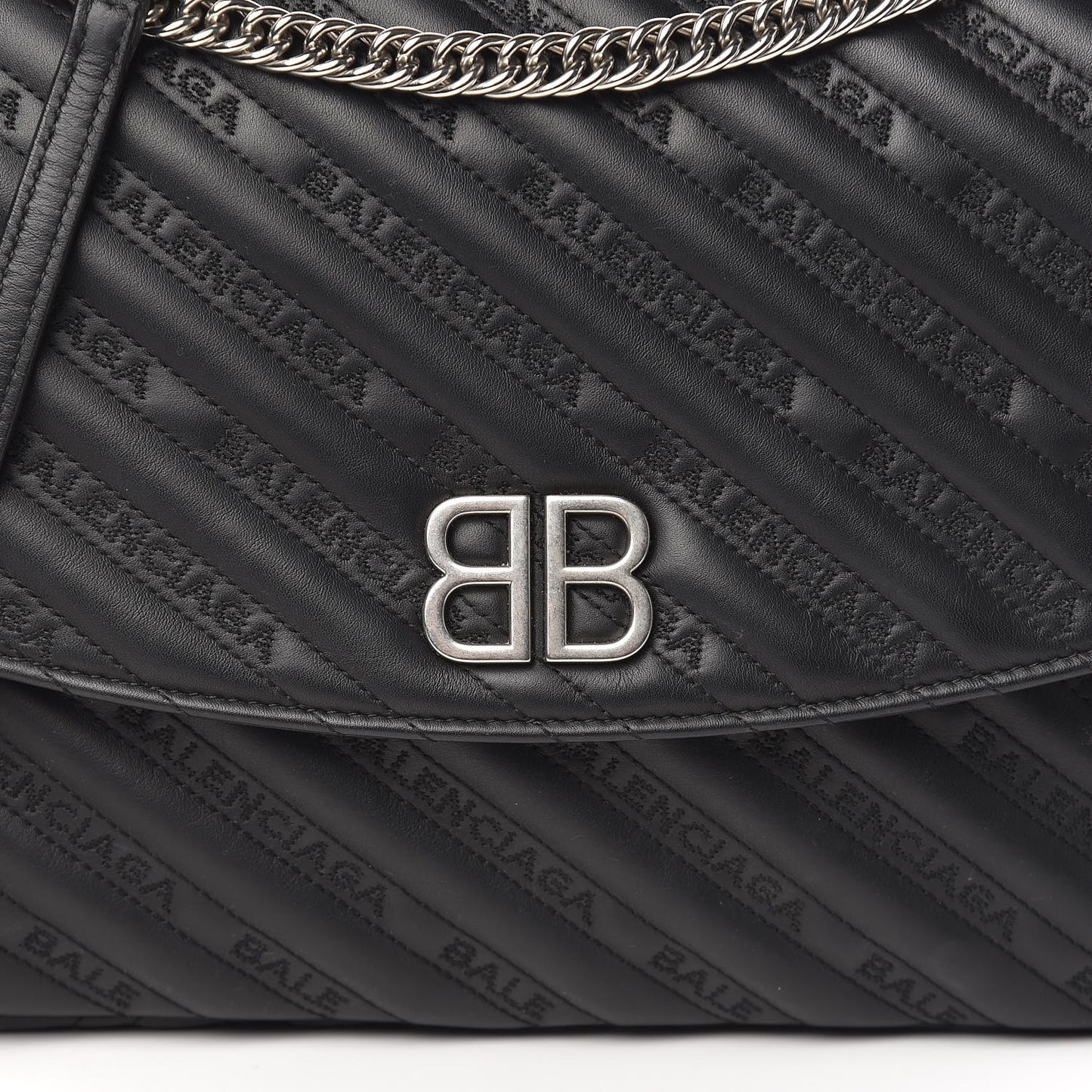 Calfskin Logo Matelasse Large BB Flap Chain Shoulder Bag Black
