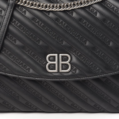 Balenciaga Calfskin Logo Matelasse Large BB Flap Chain Shoulder Bag Black 10 of 10