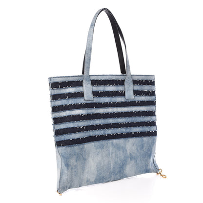 Marc Jacobs Denim Striped Wingman Tote Blue 4 of 7