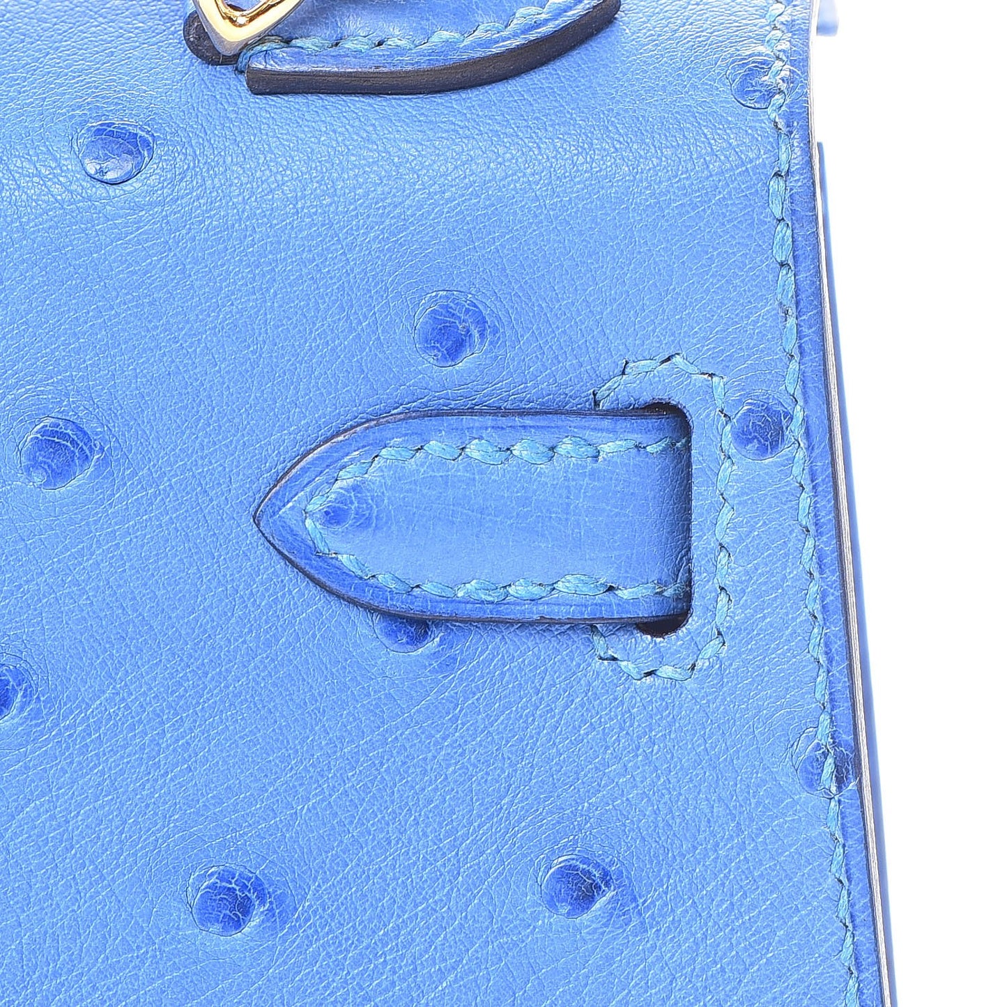 Ostrich Mini Kelly Sellier 20 Blueet