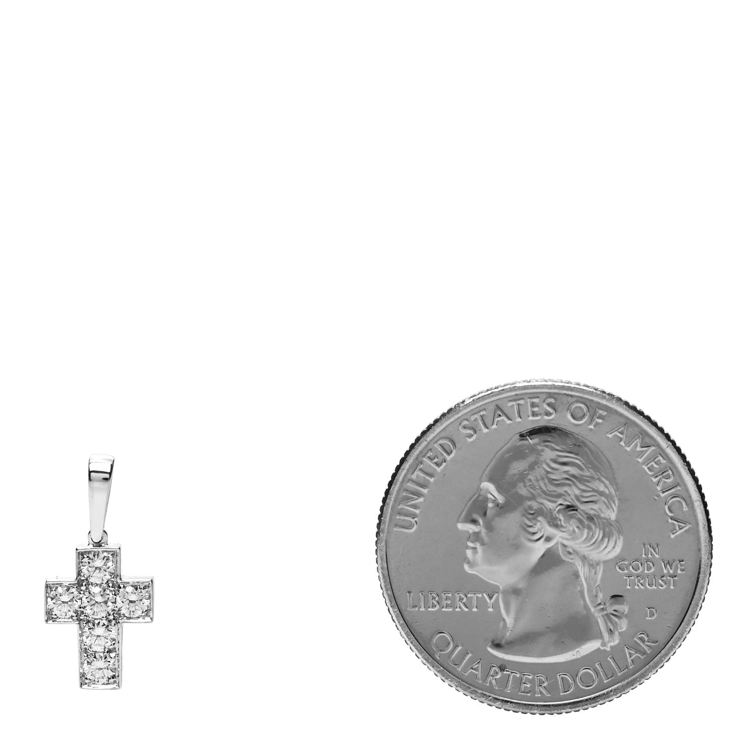 Cartier 18K White Gold Diamond .30ctw Cross Charm Pendant 2 of 7