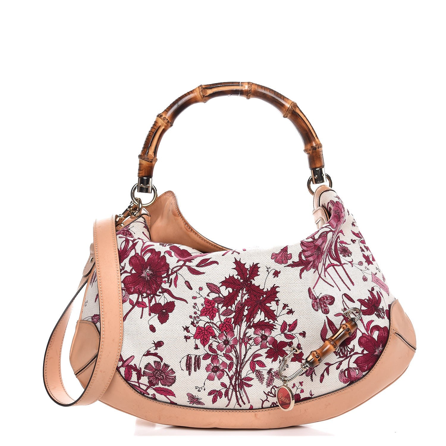 Gucci Canvas Floral Flora Medium Peggy Bamboo Top Handle Hobo 1 of 10