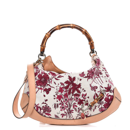 Gucci Canvas Floral Flora Medium Peggy Bamboo Top Handle Hobo 1 of 10