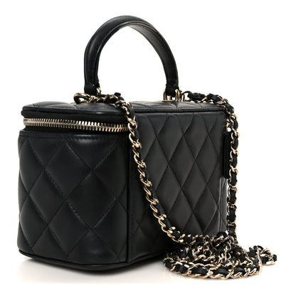 Chanel Lambskin Quilted Small Top Handle Vanity Case With Chain Black 3 of 11
