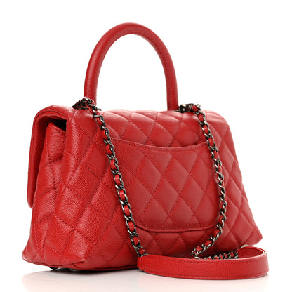 Chanel Caviar Quilted Mini Coco Handle Flap Red 3 of 12