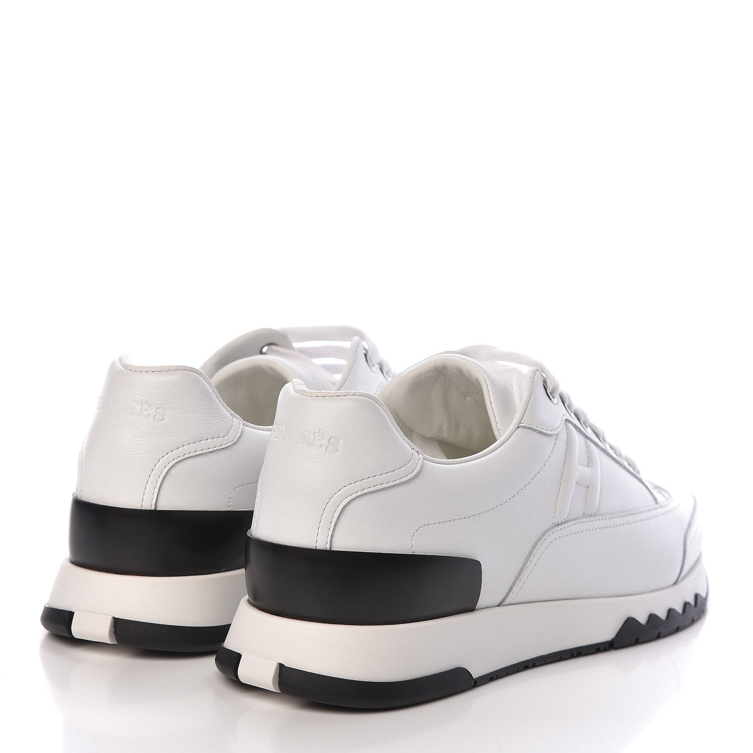 Hermes Calfskin Womens Trail Sneakers 37 White 4 of 9