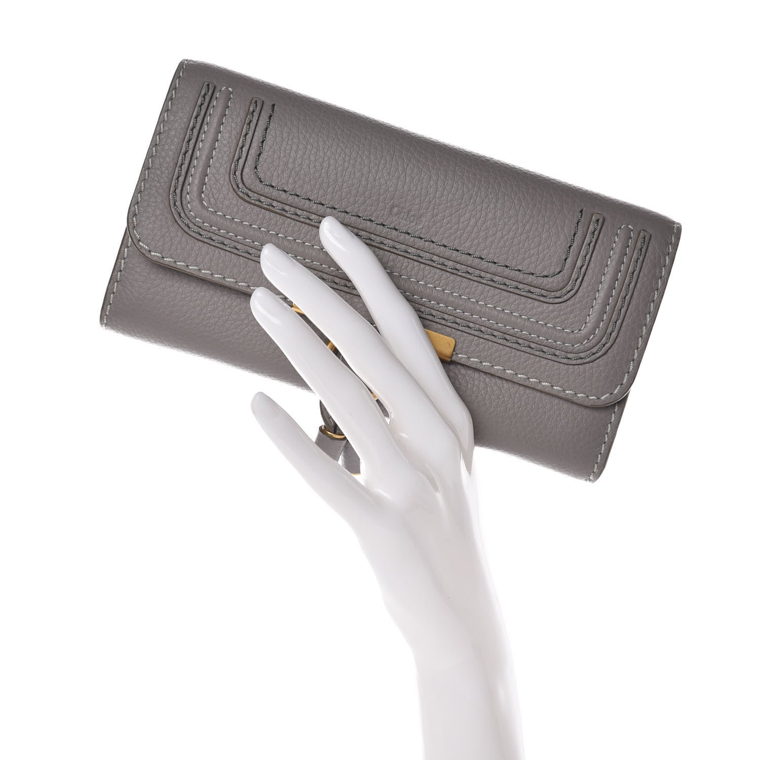 Chloe Calfskin Marcie Continental Flap Wallet Cashmere Grey 2 of 9