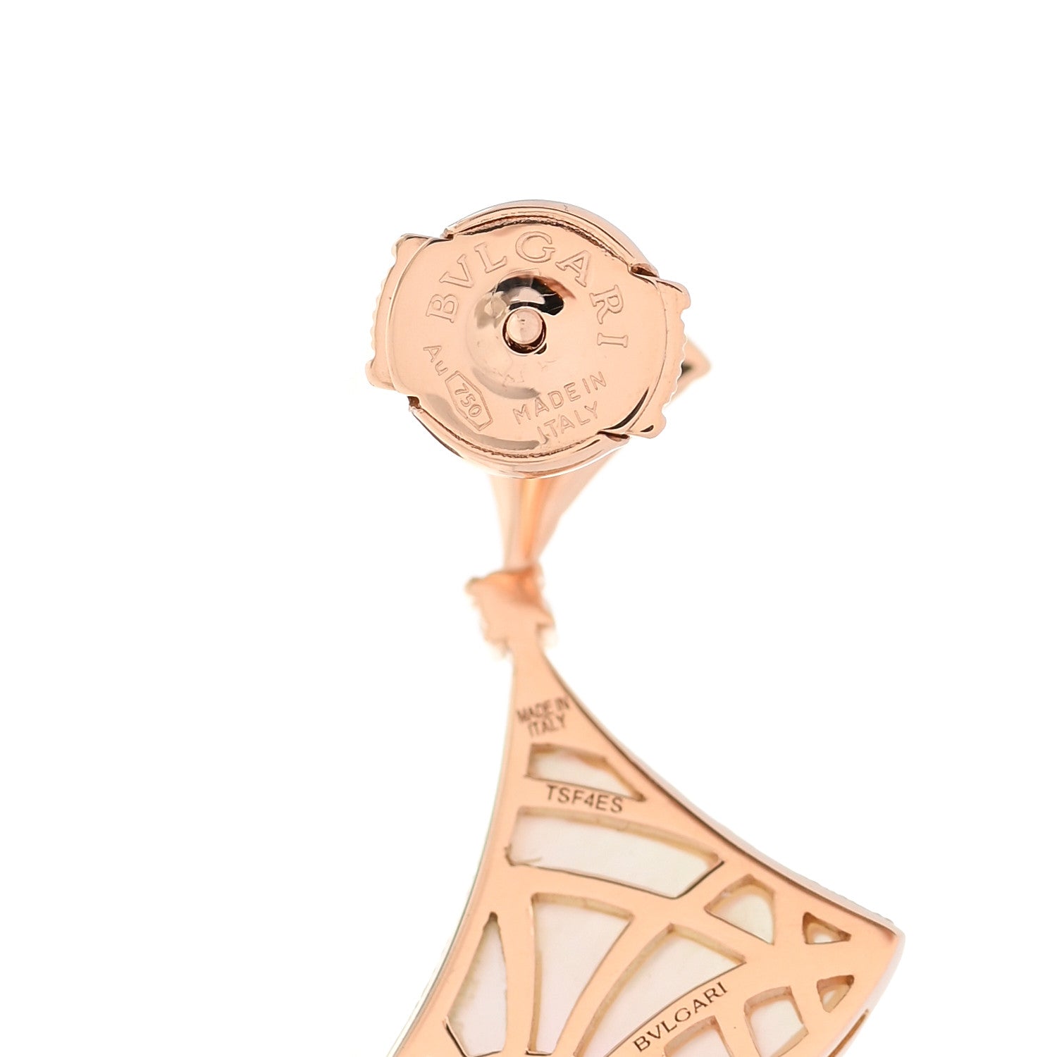 Bulgari 18K Rose Gold Diamond Mother of Pearl Divas' Dream Earrings 5 of 6
