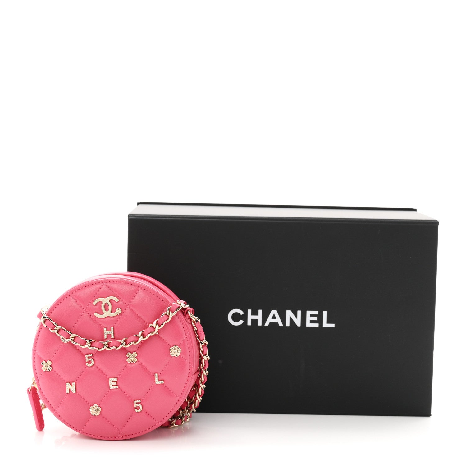 Chanel Lambskin Quilted All About Chanel Round Clutch With Chain Pink 11 of 11