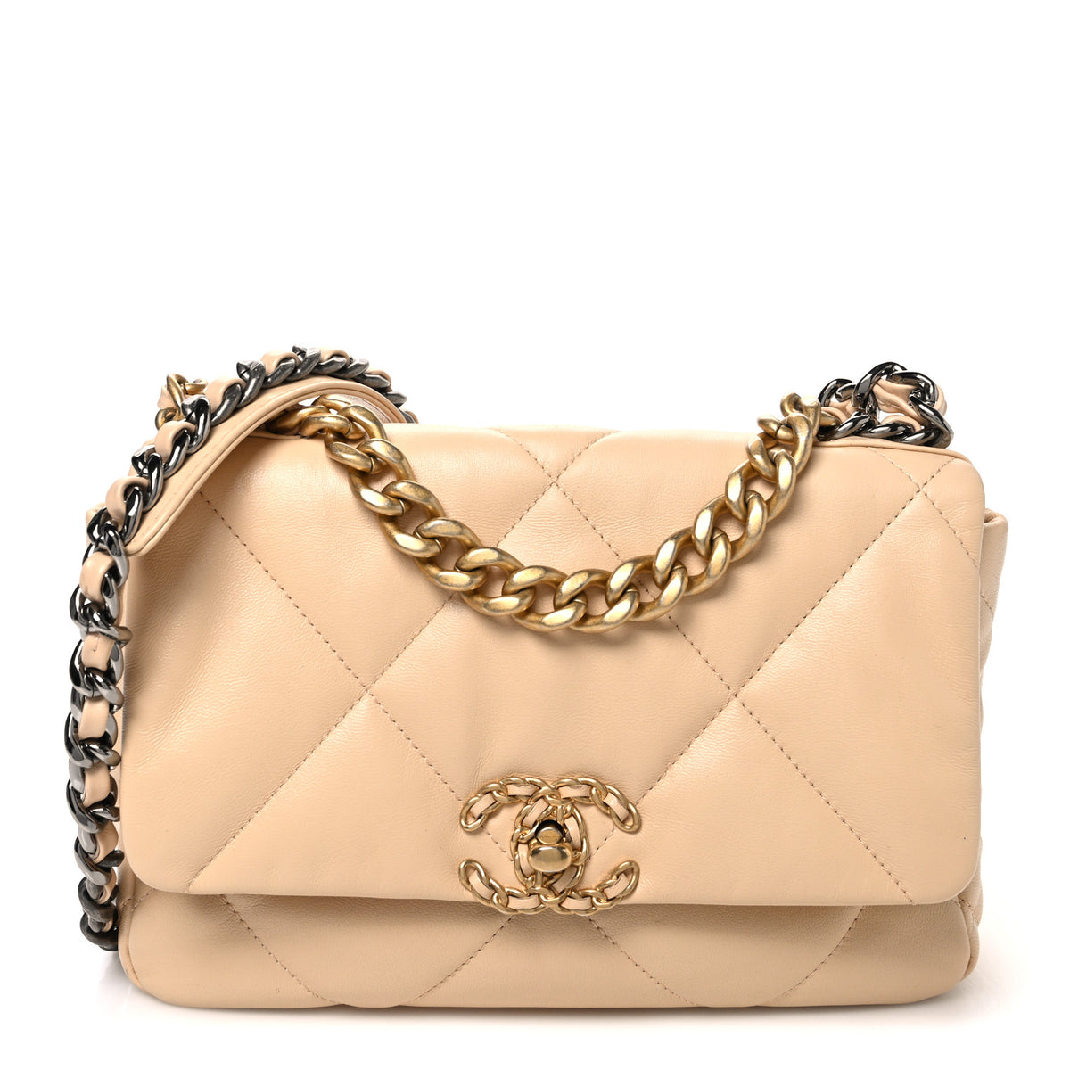 Chanel Goatskin Quilted Medium Chanel 19 Flap Beige 1 of 11
