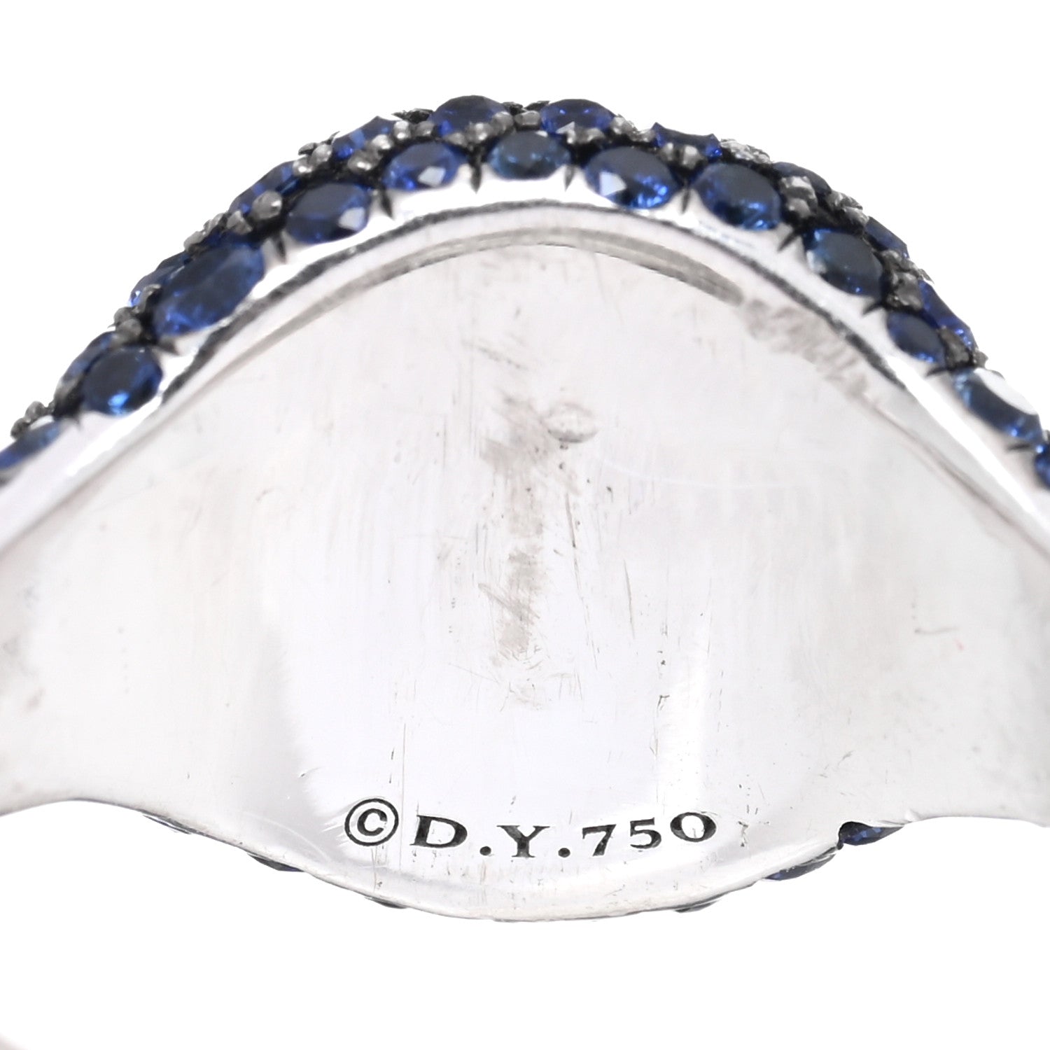 David Yurman 18K White Gold Blue Sapphire Petite Pave Chevron Pinky Ring 48 4.5 4 of 4