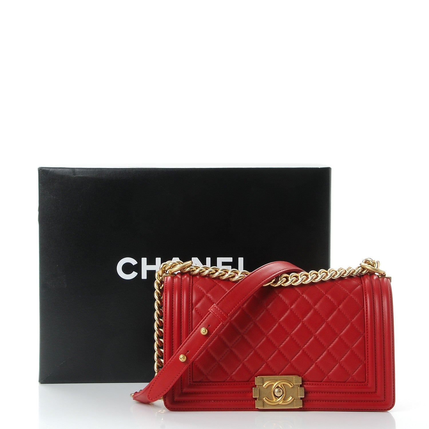 Chanel Lambskin Quilted Medium Boy Flap Red 9 of 9