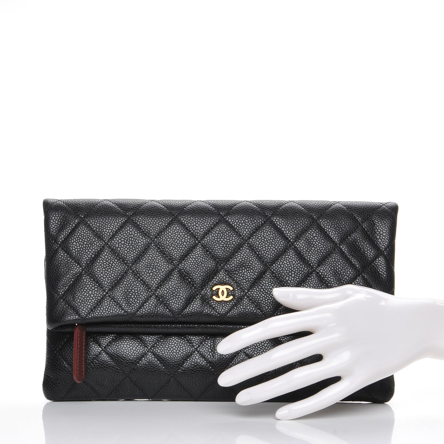 Caviar Quilted CC Beauty Clutch Black