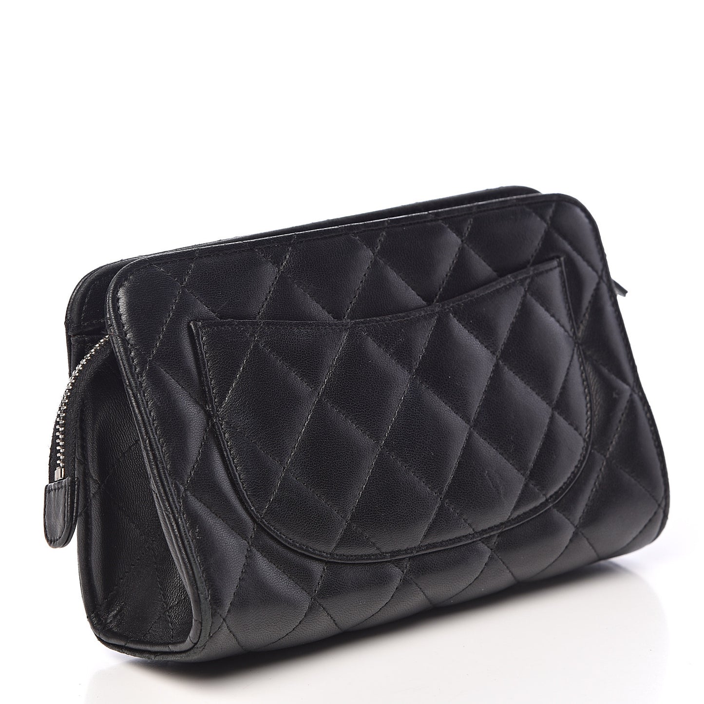 Lambskin Quilted Cosmetic Case Black
