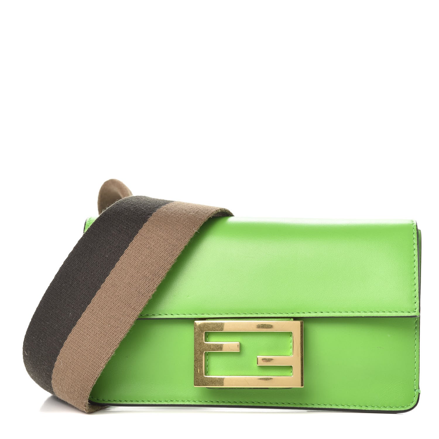 Fendi Vitello King Mini Flat Baguette Tomatillo 1 of 11