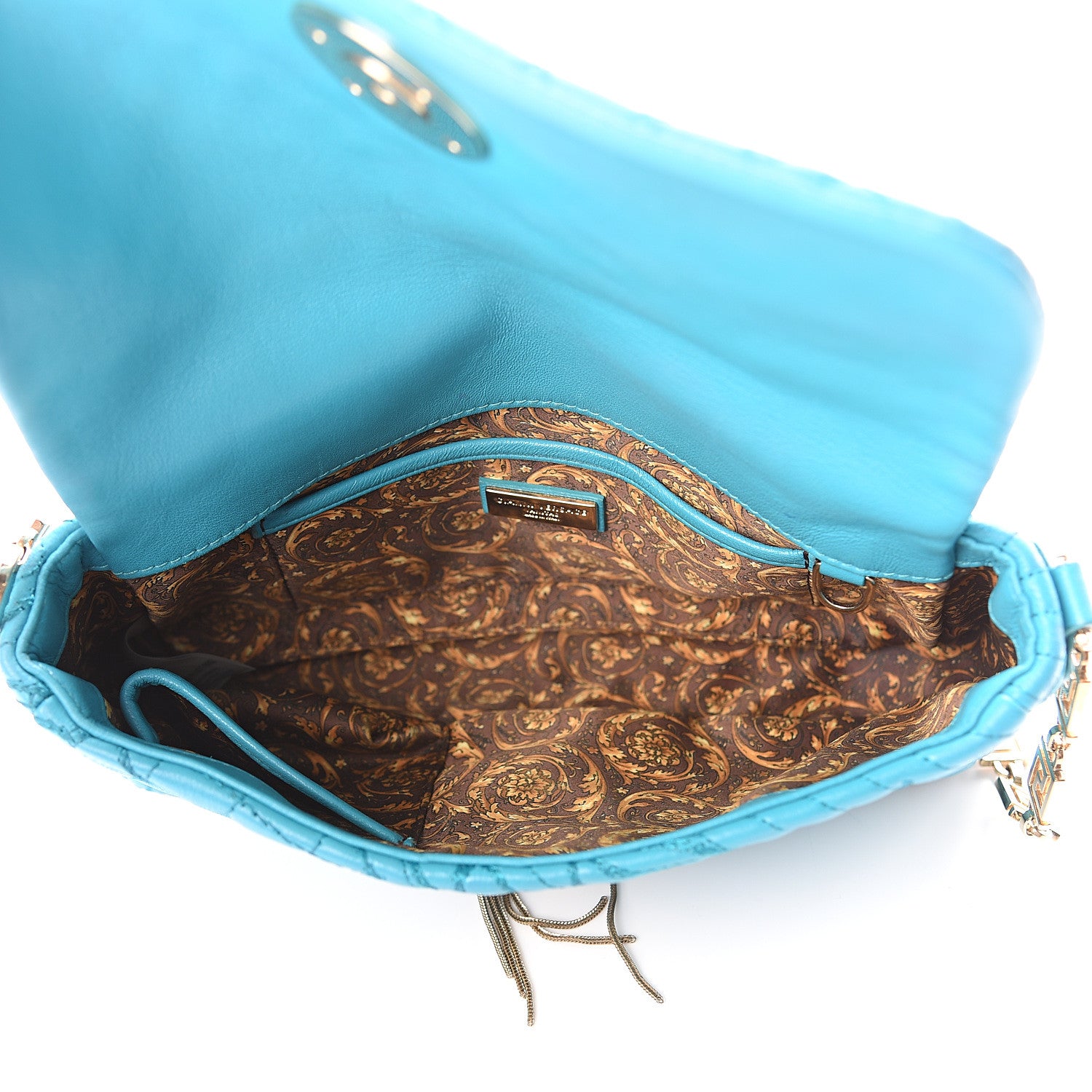 Versace Nappa Barocco Quilted Vanitas Medea Shoulder Bag Blue 4 of 7