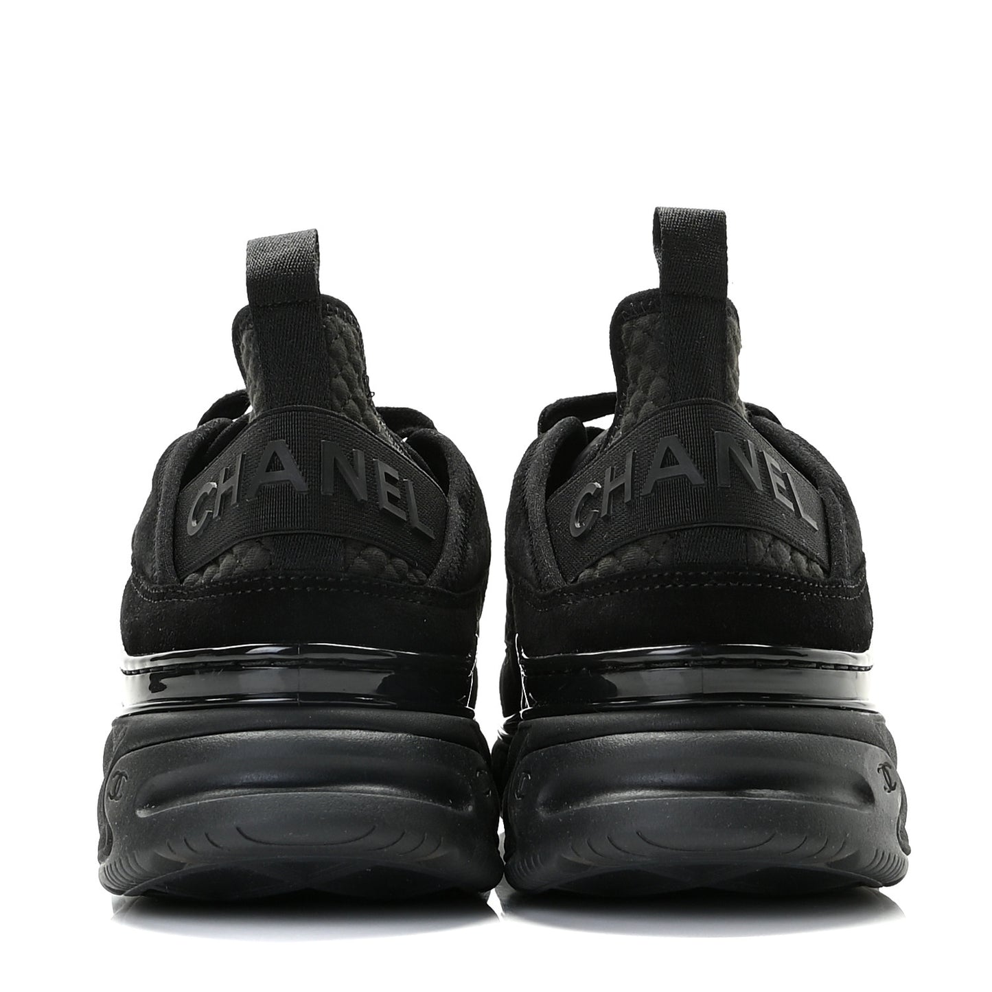 Suede Calfskin Mixed Fibers CC Sneakers 39.5 Black Dark Grey