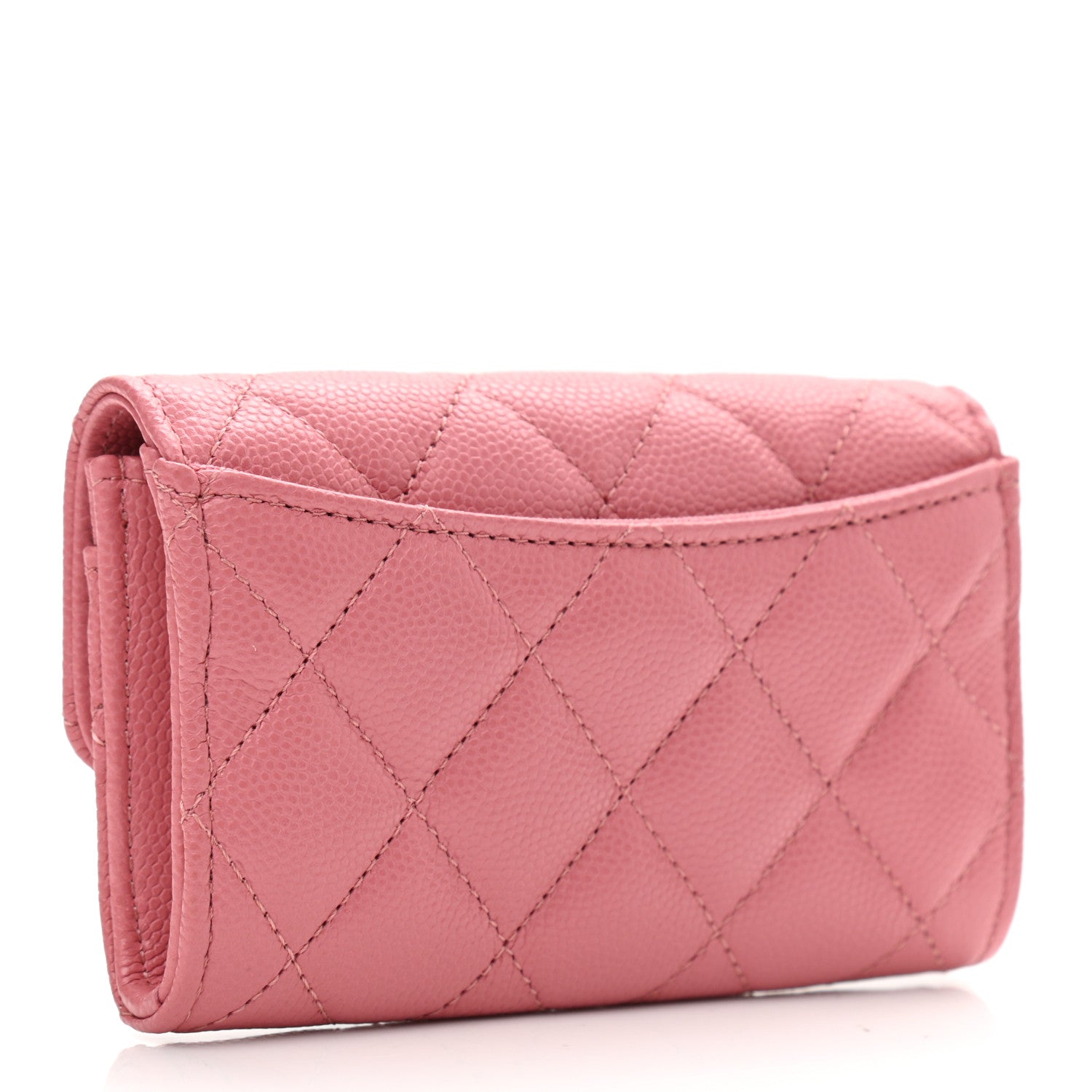 Chanel Caviar Quilted Flap Card Holder Wallet Pink 3 of 9