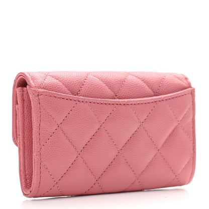 Chanel Caviar Quilted Flap Card Holder Wallet Pink 3 of 9