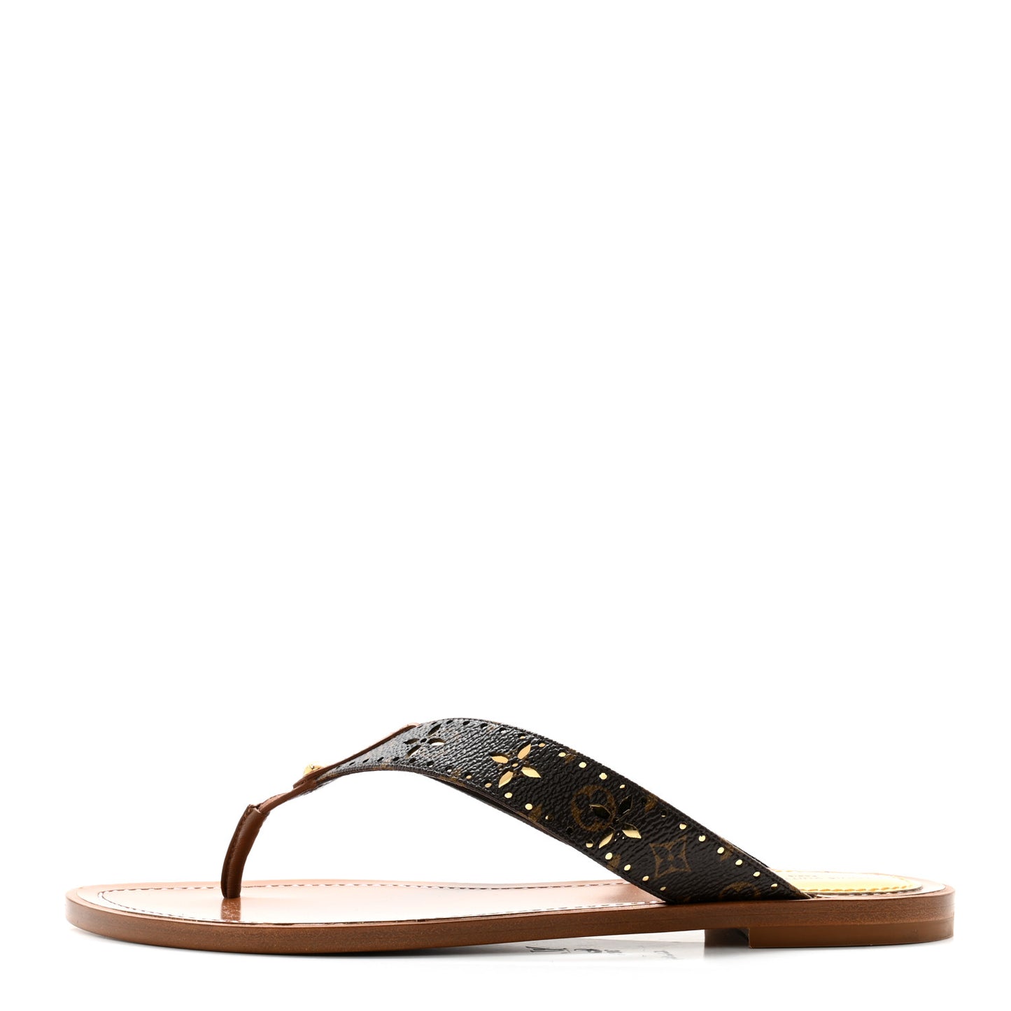 Monogram Sunny Flat Thong Sandals 38.5 Brown