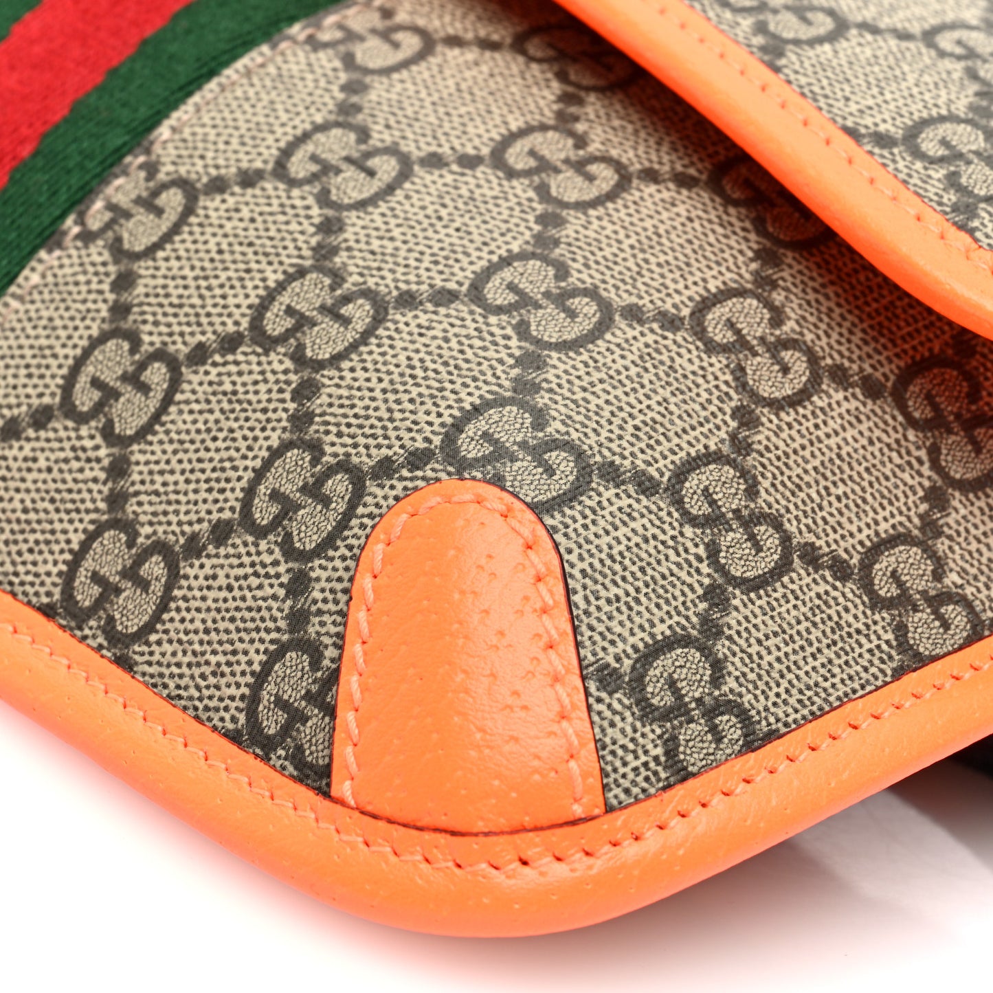 GG Supreme Monogram Web Small Ophidia Belt Bag Beige Ebony Orange