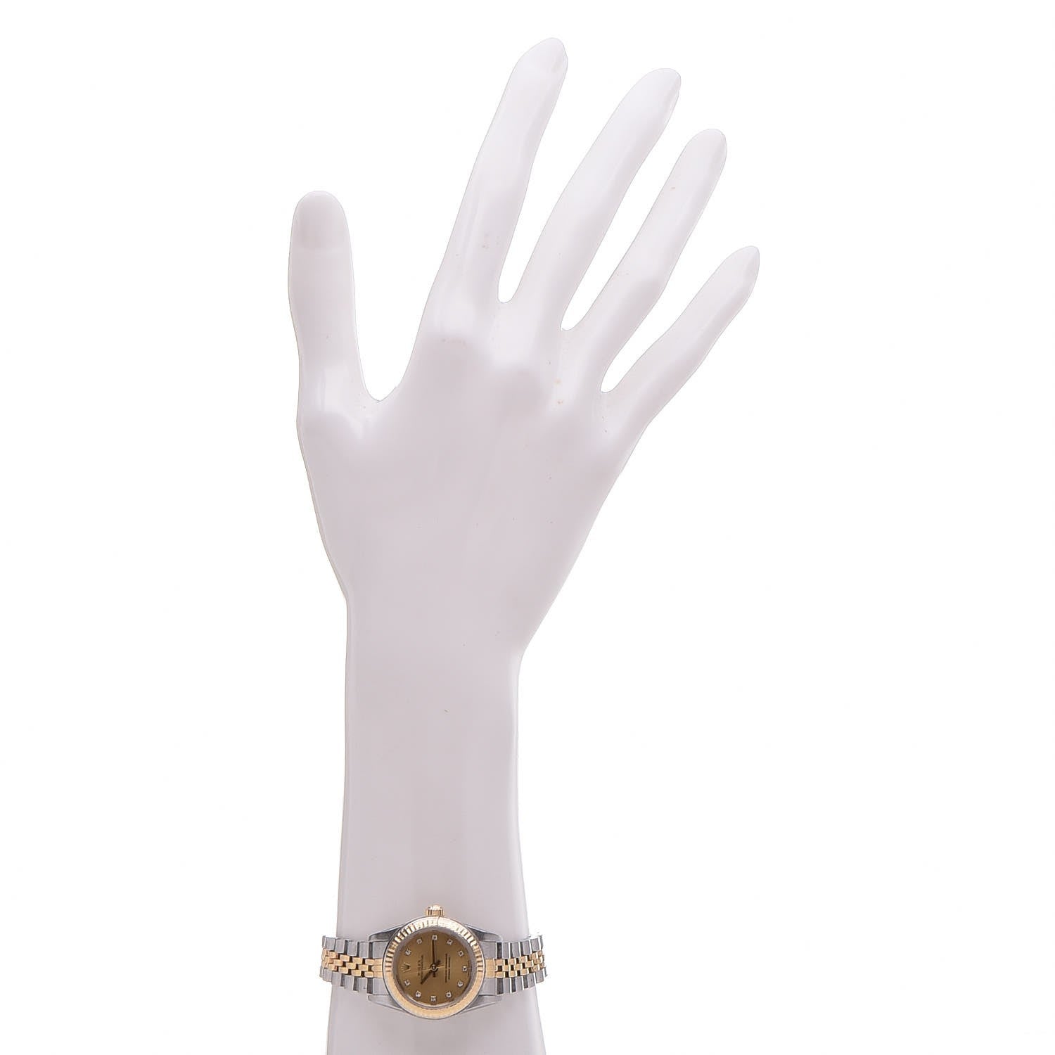 Rolex Stainless Steel 18K Yellow Gold Diamond 26mm Oyster Perpetual Watch Champagne 76193 2 of 9